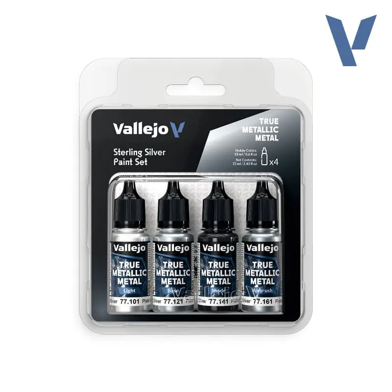 Vallejo TMM Sterling Silver Paint Set 4x18 ml 77.251